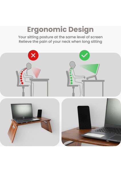Modern Ahşap Laptop Standı | Katlanabilir ve Portatif Tasarım