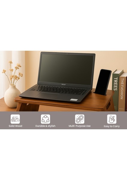 Modern Ahşap Laptop Standı | Katlanabilir ve Portatif Tasarım
