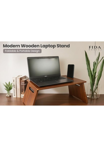 Modern Ahşap Laptop Standı | Katlanabilir ve Portatif Tasarım