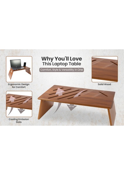 Modern Ahşap Laptop Standı | Katlanabilir ve Portatif Tasarım