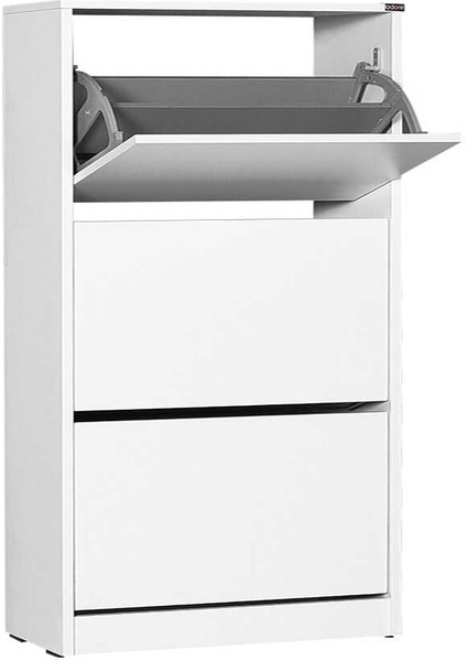Flat Duo 3 Katlı Geniş Ayakkabılık Dolabı - Beyaz