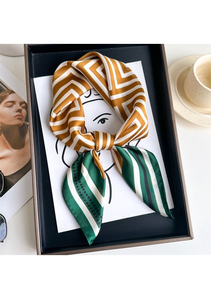Çizgili Eşarp Ipek Eşarp 70CM Küçük Kare Kafa Bandı Saç Türbanı Kravat Çanta (Yurt Dışından)