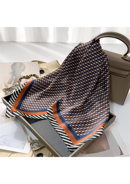 Çizgili Eşarp Ipek Eşarp 70CM Küçük Kare Kafa Bandı Saç Türbanı Kravat Çanta (Yurt Dışından)