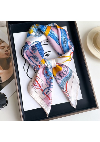 Çizgili Eşarp Ipek Eşarp 70CM Küçük Kare Kafa Bandı Saç Türbanı Kravat Çanta (Yurt Dışından)