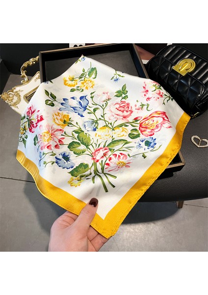 70*70CM Küçük Kare Eşarp Ipek Eşarp Başörtüsü Bahar Baskılı Boyun Atkısı Boyun Atkısı (Yurt Dışından)