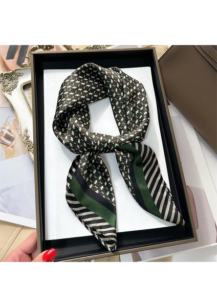 Çizgili Eşarp Ipek Eşarp 70CM Küçük Kare Kafa Bandı Saç Türbanı Kravat Çanta (Yurt Dışından)