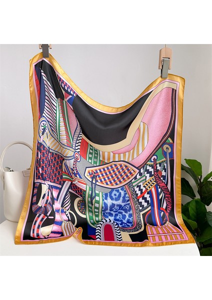 Çizgili Eşarp Ipek Eşarp 70CM Küçük Kare Kafa Bandı Saç Türbanı Kravat Çanta (Yurt Dışından)
