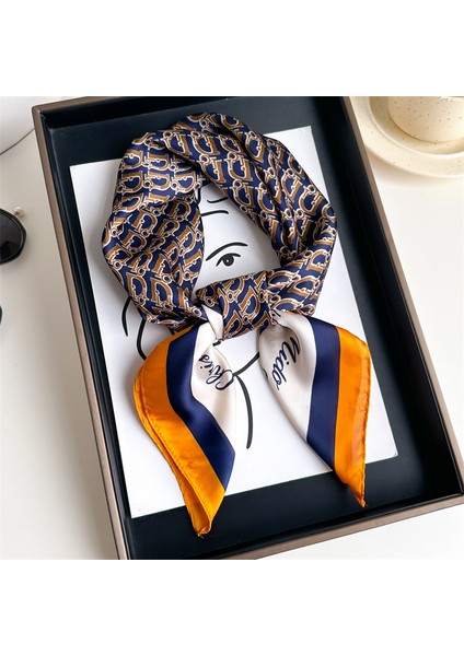 Çizgili Eşarp Ipek Eşarp 70CM Küçük Kare Kafa Bandı Saç Türbanı Kravat Çanta (Yurt Dışından)