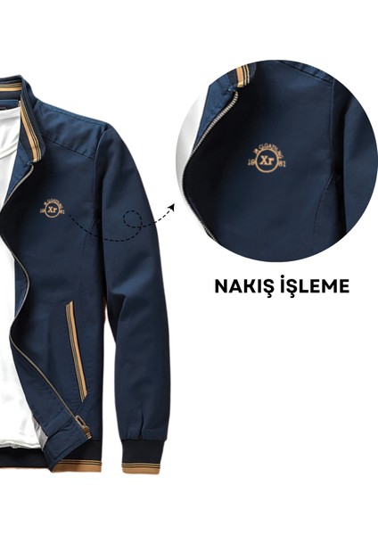 Nakış Armalı Mevsimlik Erkek Mont & Ceket Lacivert