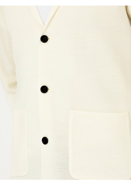Erkek Beyaz Slim Fit V Yaka Triko Hırka 50277418-VR013