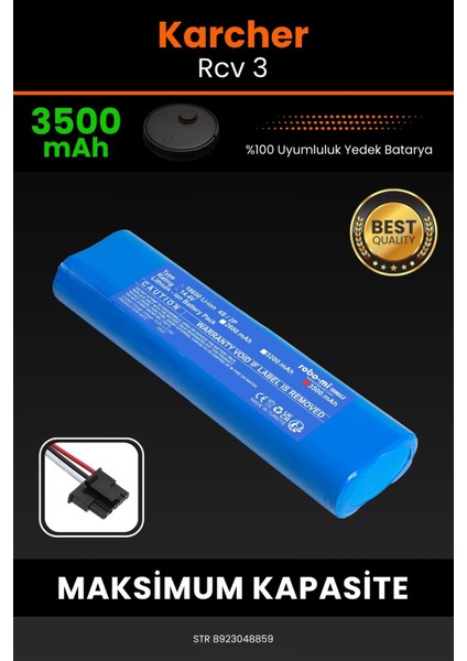 Karcher Rcv 3 3500MAH Robot Süpürge Bataryası - Yüksek Yoğunluklu Li-Ion Hücre