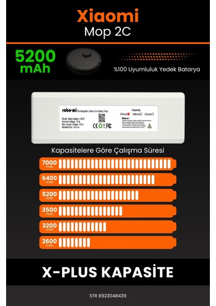 Xiaomi Xiaomi Mi Vacuum Mop 2c 5200MAH Robot Süpürge Bataryası - Koruma Katmanlı Batarya Teknolojisi