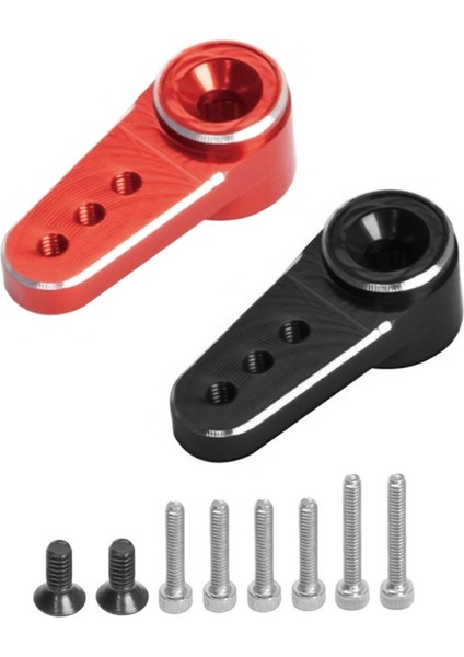 2 Adet Metal 15T Servo Kol Servo Kornası Emax ES08MA Iı Servoya Uygun Eksenel SCX24 1/24 Rc Paletli Araba Parçaları, Kırmızı + Siyah (Yurt Dışından)