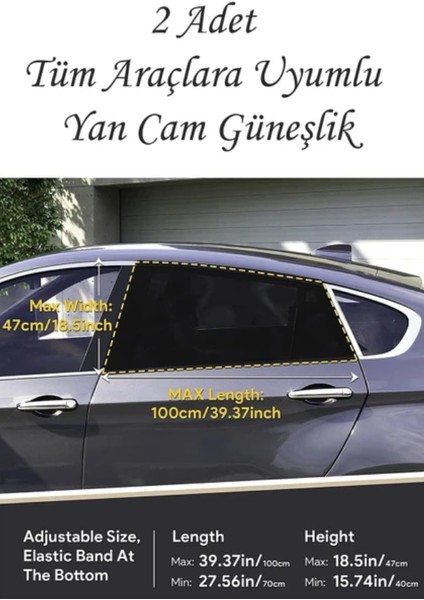 2 Adet Araba Cam Perdesi Araç Yan Cam Güneşlik