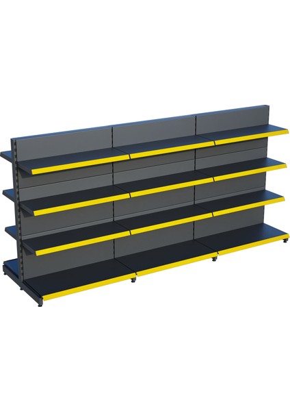 Antrasit Çift Yönlü Orta Reyon Market RAFID30CMXG180CMXH140CM