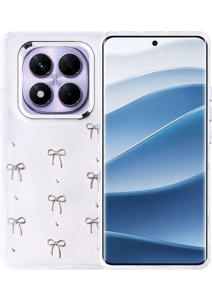 Xiaomi Redmi Note 14 Pro Plus Uyumlu Airbag Tasarımlı Simli Şeffaf Desenli Kapak Kılıf