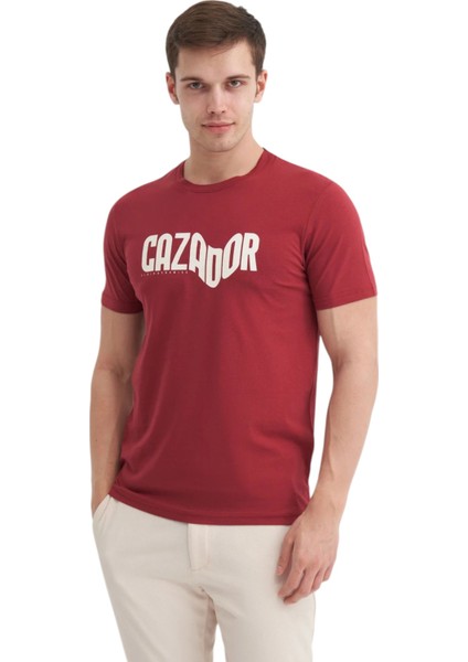 Erkek Slim Fit Bisiklet Yaka Pamuklu Baskılı Tişört 4230