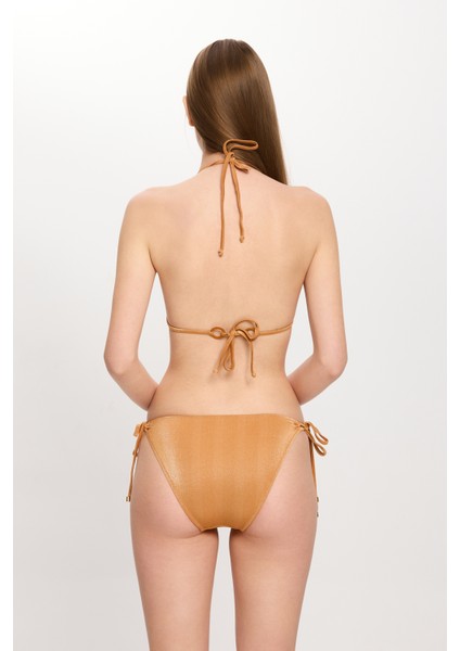 Kadın Ten Rengi Simli Küçük Üçgen Bikini Takımı 25SW030ST