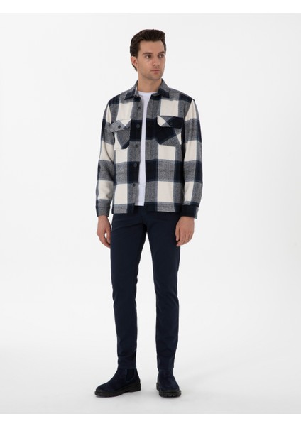 Erkek Lacivert Comfort Fit Kareli Oduncu Gömlek 50276946-VR033
