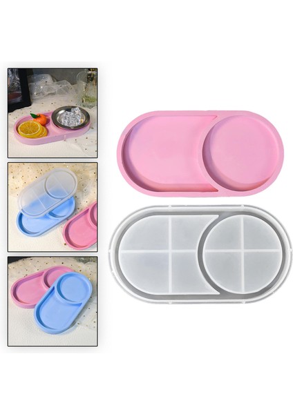 Epoksi Silikon Kalıp Oval Mini Tepsi Yuvarlak Bölmeli 18.4x9.9 cm
