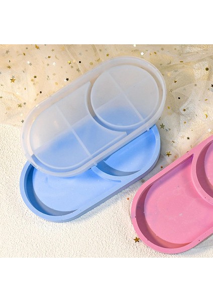 Epoksi Silikon Kalıp Oval Mini Tepsi Yuvarlak Bölmeli 18.4x9.9 cm