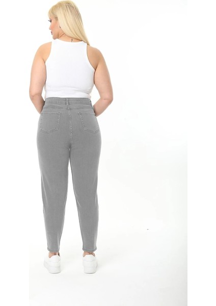 Mom Fit Jean Büyük Beden Yüksek Bel Carrot Kesim Dar Paça Pileli Esnek Kot Pantolon C600 indirimleri