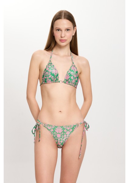 Kadın Çok Renkli Etnik Desenli Üçgen Bikini Takımı 25SW007ST