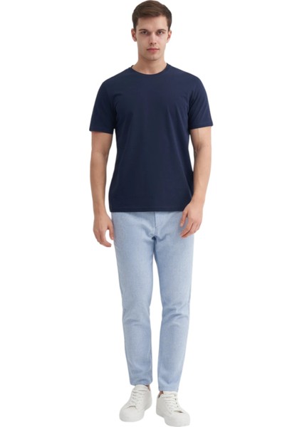 Erkek Slim Fit Bisiklet Yaka Pamuklu Düz Tişört 4623