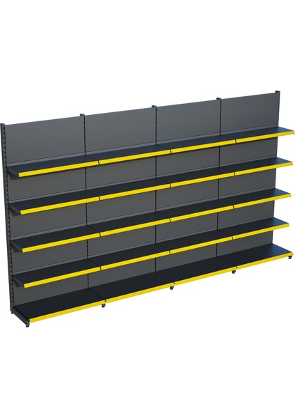 Antrasit Market Petshop Kırtasiye Rafı Duvar Ünitesi D30CMXG320CMXH220CM Antrasit Market Raf Sistemi