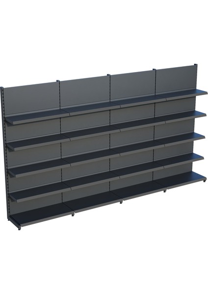 Antrasit Market Petshop Kırtasiye Rafı Duvar Ünitesi D30CMXG240CMXH220CM Antrasit Market Raf Sistemi