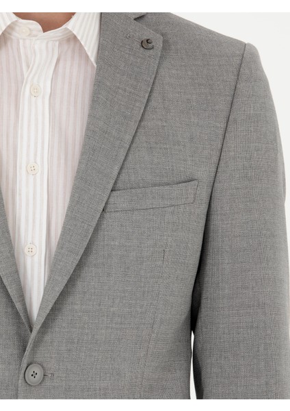 Erkek Gri Slim Fit Yün Klasik Ceket 50270132-VR024