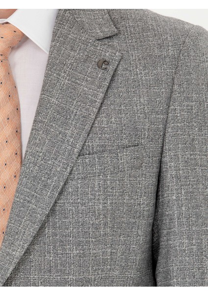 Erkek Gri Slim Fit Yün Takım Elbise 50272638-VR024