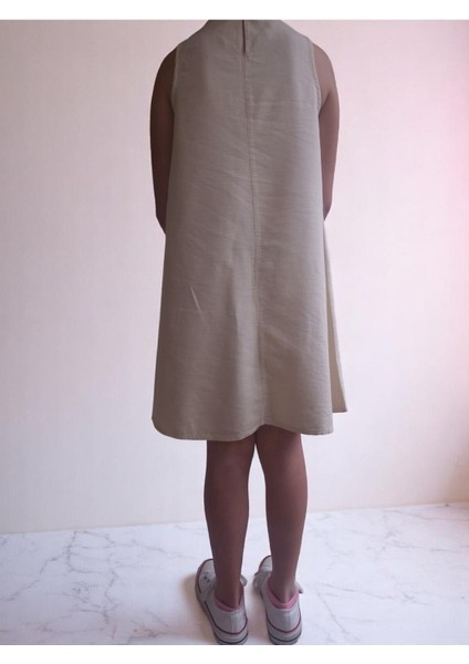 Kylie Kız Çocuk Keten Görünümlü Elbise modelleri