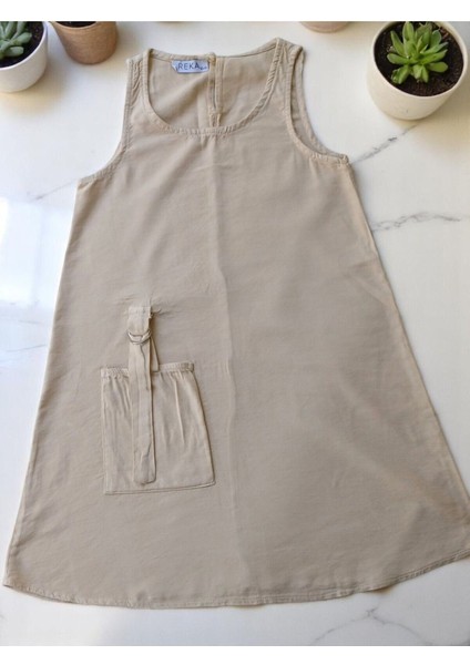 Kylie Kız Çocuk Keten Görünümlü Elbise fırsatları