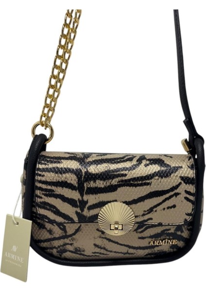 Şık Tasarım Leopar Desenli Orta Boy El ve Kol Çantası