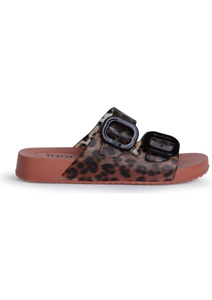 Habana Brillo Leo Kadın Kiremit Leopar Terlik S10336-381