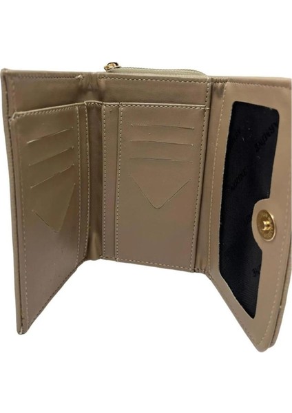 Günlük Fermuarlı Kapaklı Kadın Cüzdan Vizon modelleri