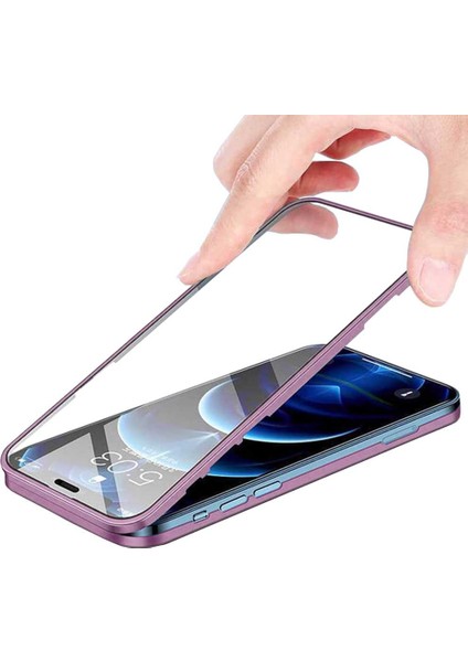 Apple iPhone 12 Uyumlu 360 Derece Tam Kaplayan Cam Kapak Kılıf