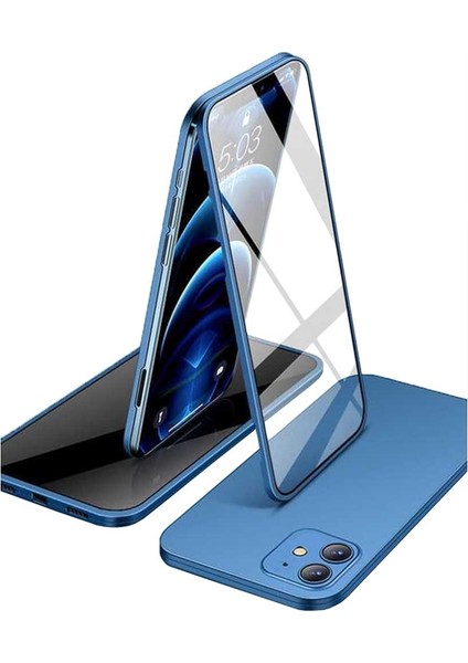 Apple iPhone 12 Uyumlu 360 Derece Tam Kaplayan Cam Kapak Kılıf