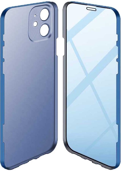 Apple iPhone 12 Uyumlu 360 Derece Tam Kaplayan Cam Kapak Kılıf