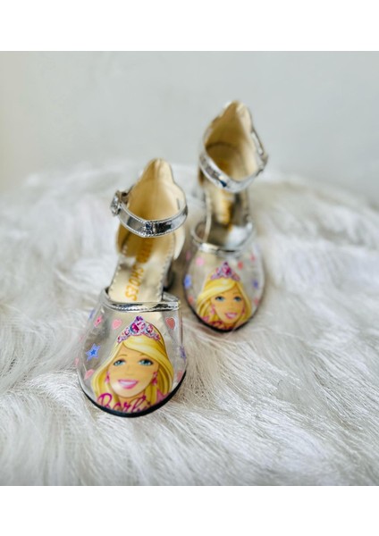 Barbie Baskılı Şeffaf Topuklu Ayakkabı modelleri