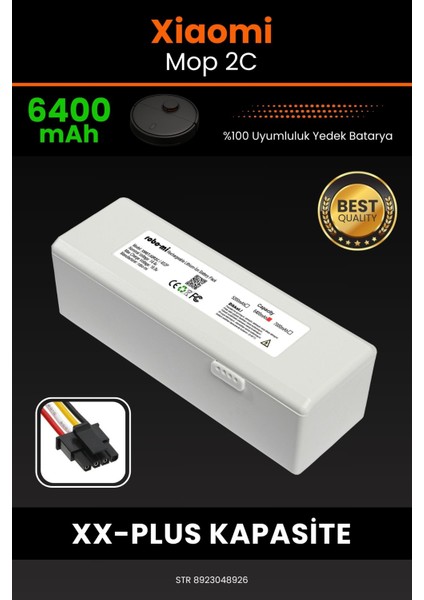 Xiaomi Xiaomi Mi Vacuum Mop 2c 6400MAH Robot Süpürge Bataryası - Yüksek Yoğunluklu Li-Ion Hücre
