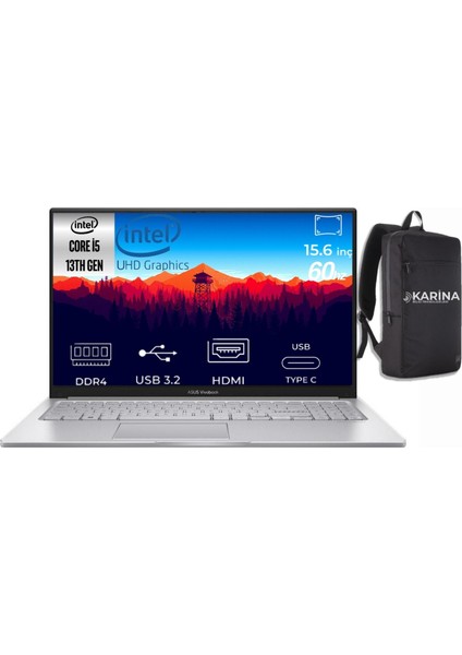 Vivobook 15 Intel I5-1335U X1504VA-NJ1424-25 12GB 1tb Intel UHD Graphics W11PRO 15.6" Full Hd Notebook