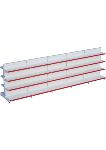 Beyaz Çift Yönlü Orta Reyon Market RAFID30CMXG300CMXH140CM