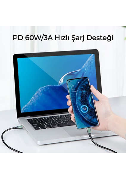 50cm Type-C to Type-C USB 3.1 Gen2 10G 60W/3A Veri Şarj Kablosu