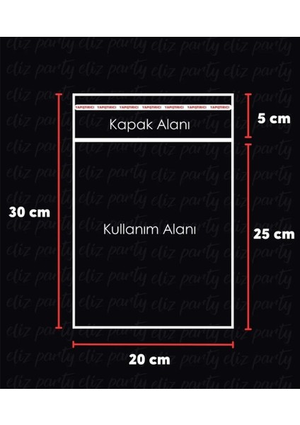 20X30CM Şeffaf Bantlı Yapışkanlı Parlak Jelatin Poşet 100 Adet