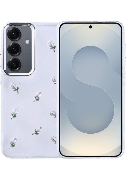 Samsung Galaxy S24 Uyumlu Airbag Tasarımlı Simli Şeffaf Desenli Kapak Kılıf