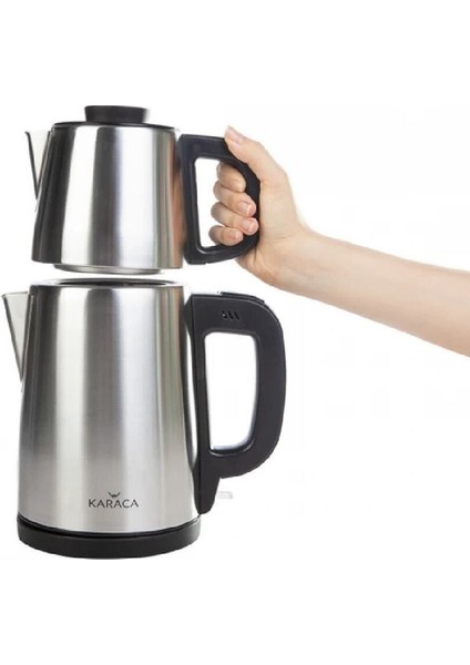 Tea Break 2 In 1 Çelik Su Isıtıcı Çay Makinesi Inox Siyah