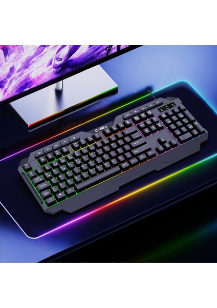 Astral K1 Rainbow Işıklandırmalı 104+10 Multimedya Tuşlu Full Set Dizilim Membran Gaming Oyuncu Klavyesi