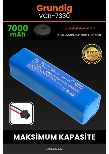 Grundig Vcr 7330 7000mAh Robot Süpürge Bataryası - Yüksek Yoğunluklu Li-ion Hücre